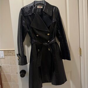 Elegant Black Trench Coat with Gold Accents